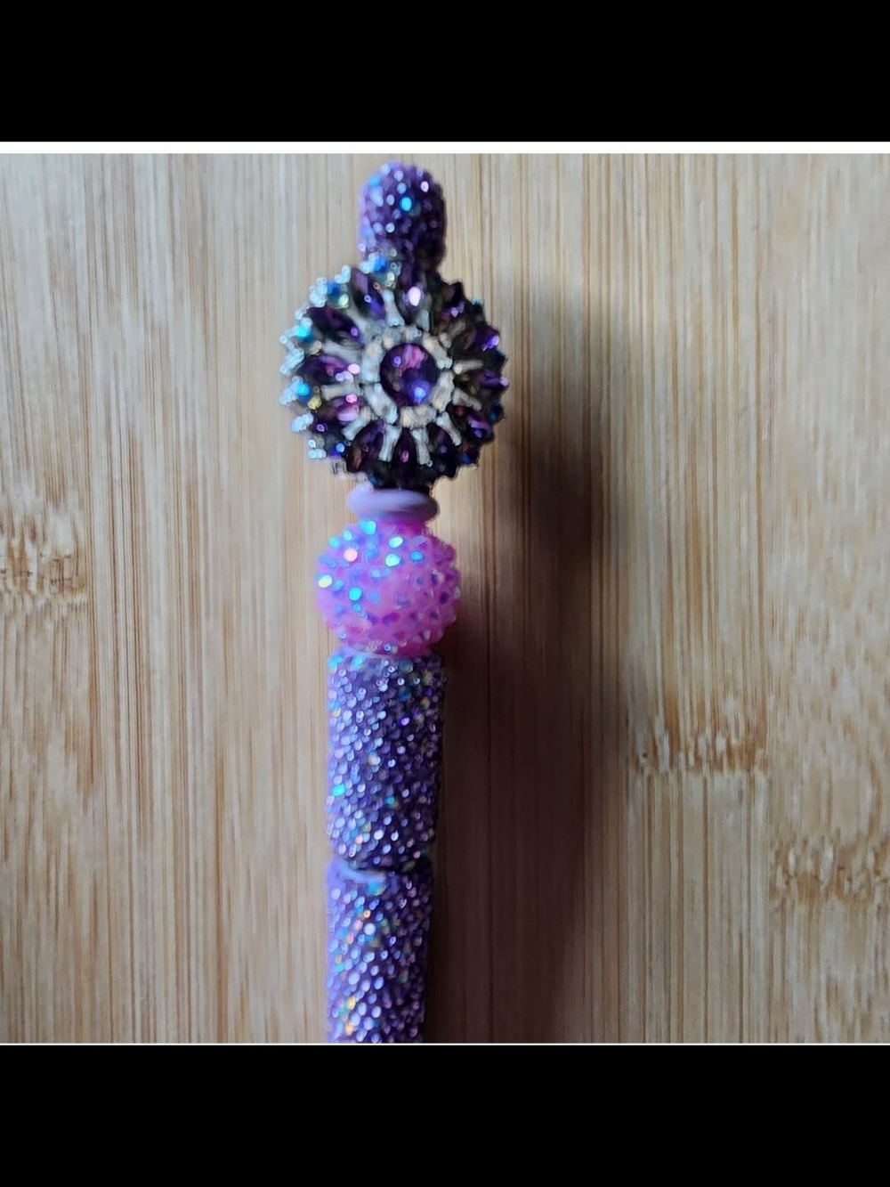 Purple Decorative Beaded Pen - Sparkling Women's Accessory